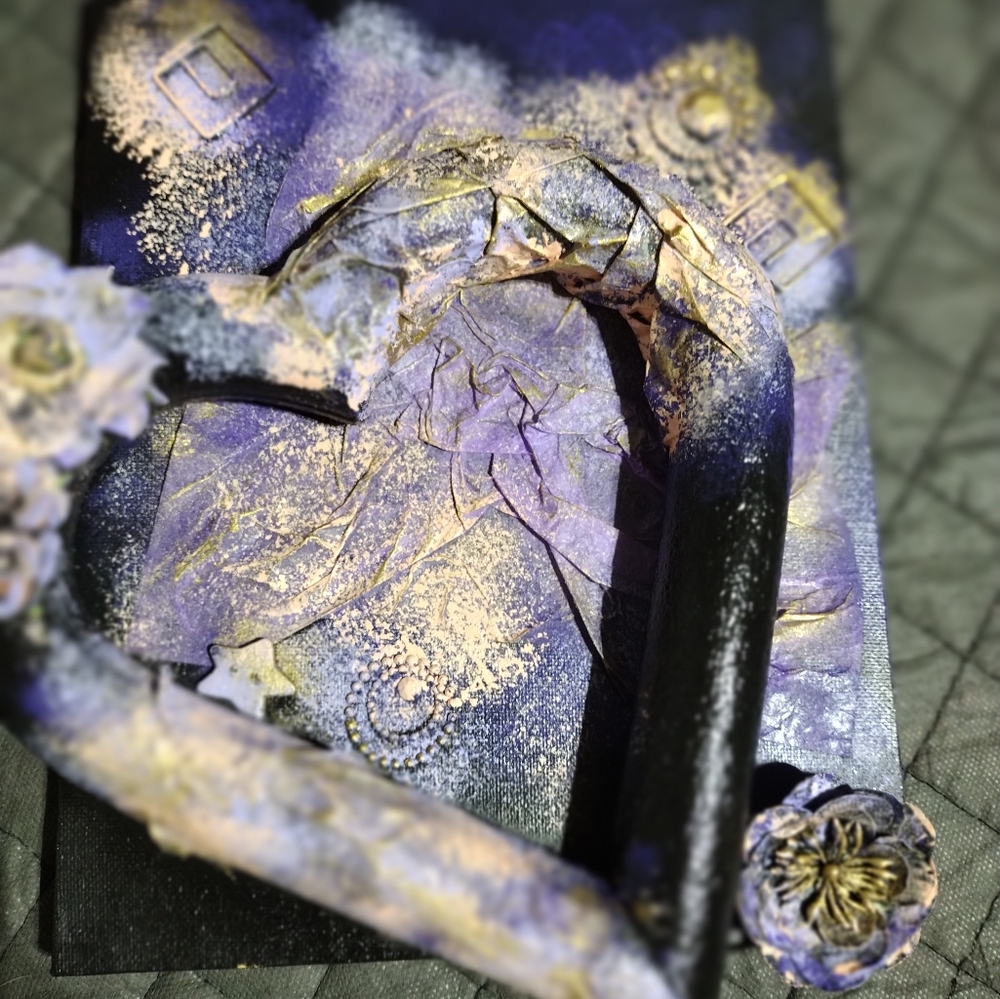 Abstract Purple and Gold Mixed Media Art